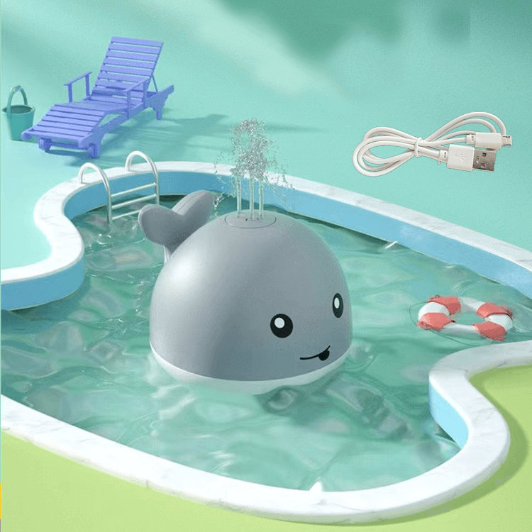 Ballena rociadora de inducción eléctrica: juguete de baño para niños con luces y música (batería no incluida)