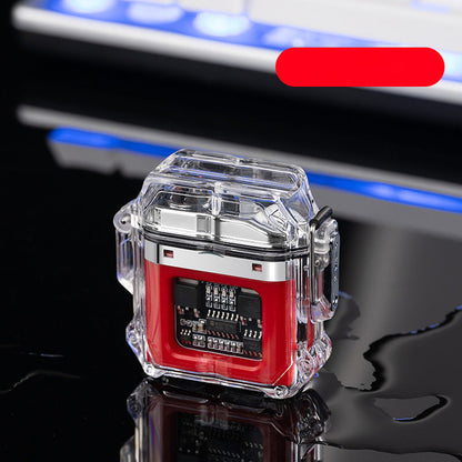 USB Transparent Shell Waterproof Electronic Pulse Lighter Double Arc Cigarette Lighter