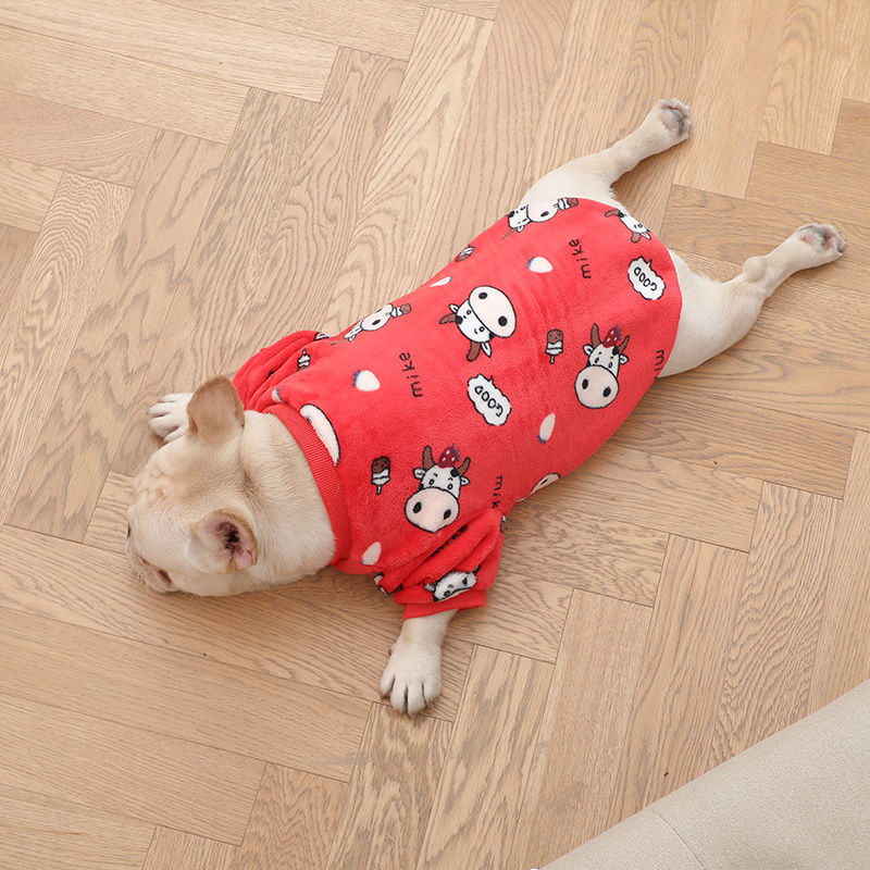 Cow-print Pajama-Style Sweater for small Pets