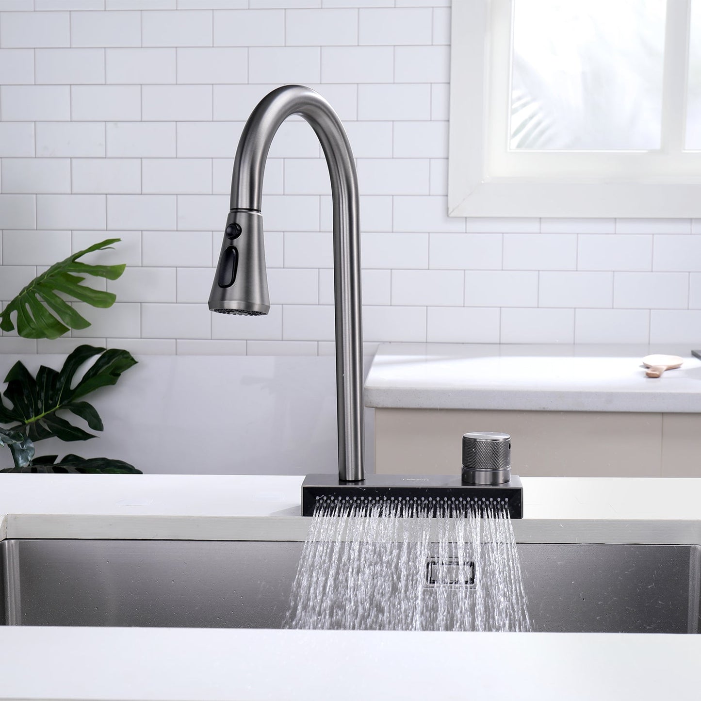 Waterfall & Pull-Down Bifunctional Kitchen Faucet