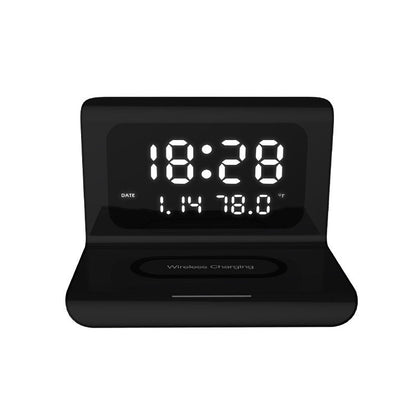 Wireless Charger Alarm Clock Fast Charge 10W Calendar  Temperature and Humidity