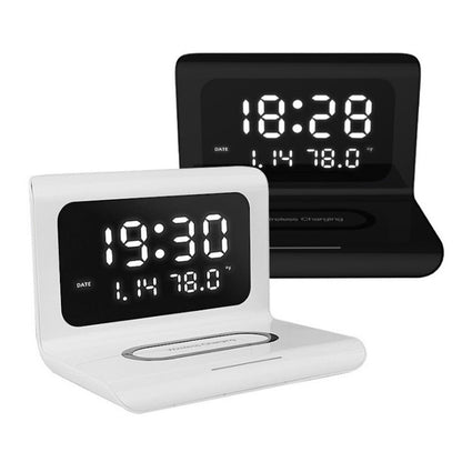 Wireless Charger Alarm Clock Fast Charge 10W Calendar  Temperature and Humidity