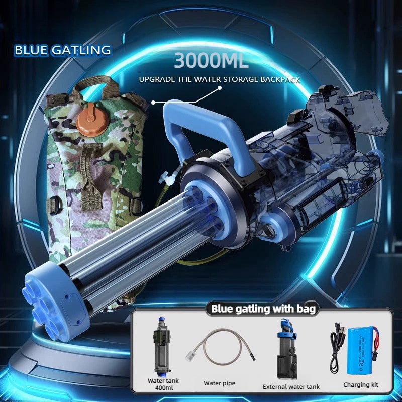 Ice Blast Rotating Gatling Water Gun - Electric Continuous Firing High-Pressure Powerful Toy for 14+