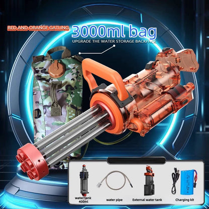 Ice Blast Rotating Gatling Water Gun - Electric Continuous Firing High-Pressure Powerful Toy for 14+