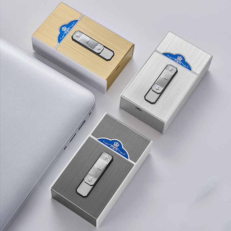 Cigarette Case With Lighter 20pcs Capacity USB Charging Lighter