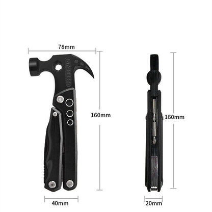 Portable Pocket Claw Hammer Multitool Stainless Steel Knife Plier Tool Nylon Sheath Outdoor Survival Camping Hiking