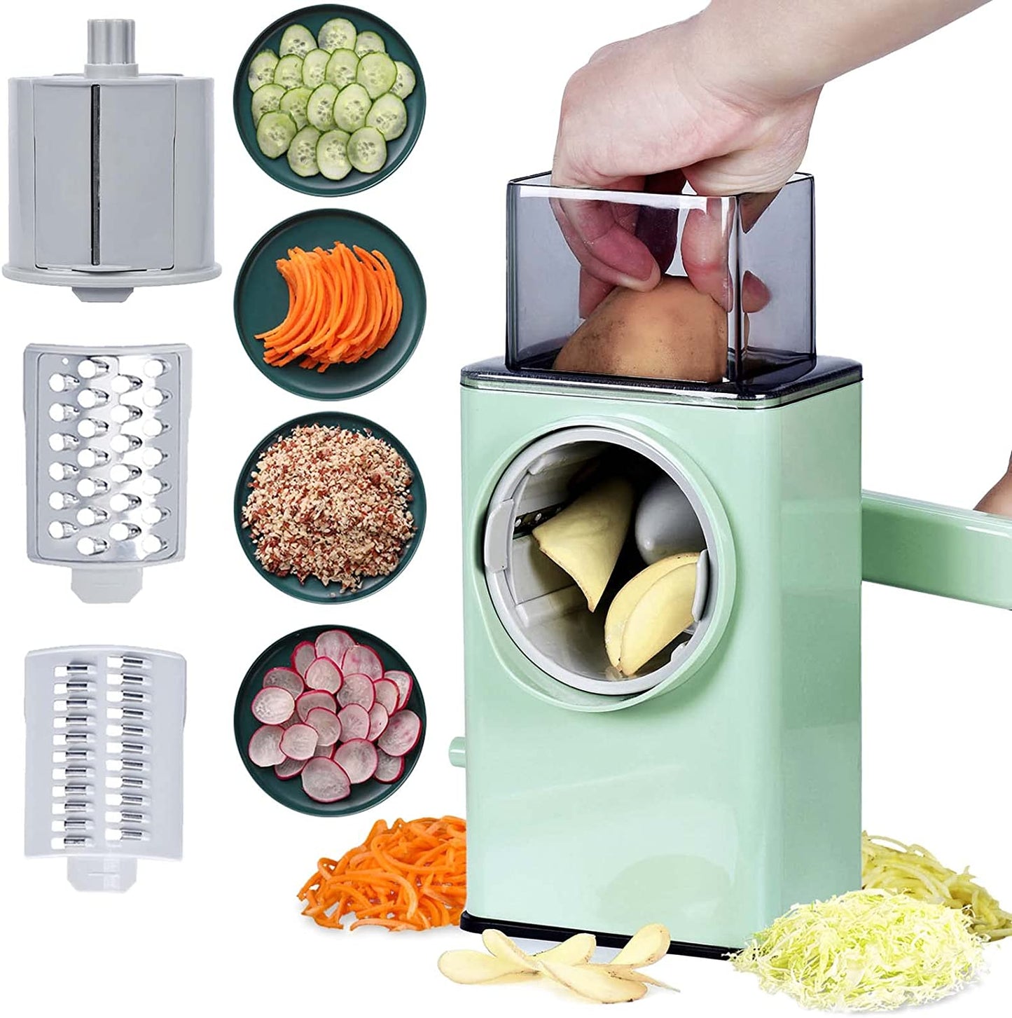 Multifunctional Vegetable Slicer Rotary Vegetable Chopper Salad Maker Hand-cranked Shredder Slicer