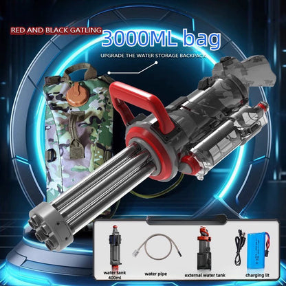 Ice Blast Rotating Gatling Water Gun - Electric Continuous Firing High-Pressure Powerful Toy for 14+