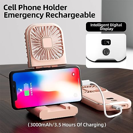 3-in-1 Portable Neck Fan: Fan, Power Bank, Phone Stand