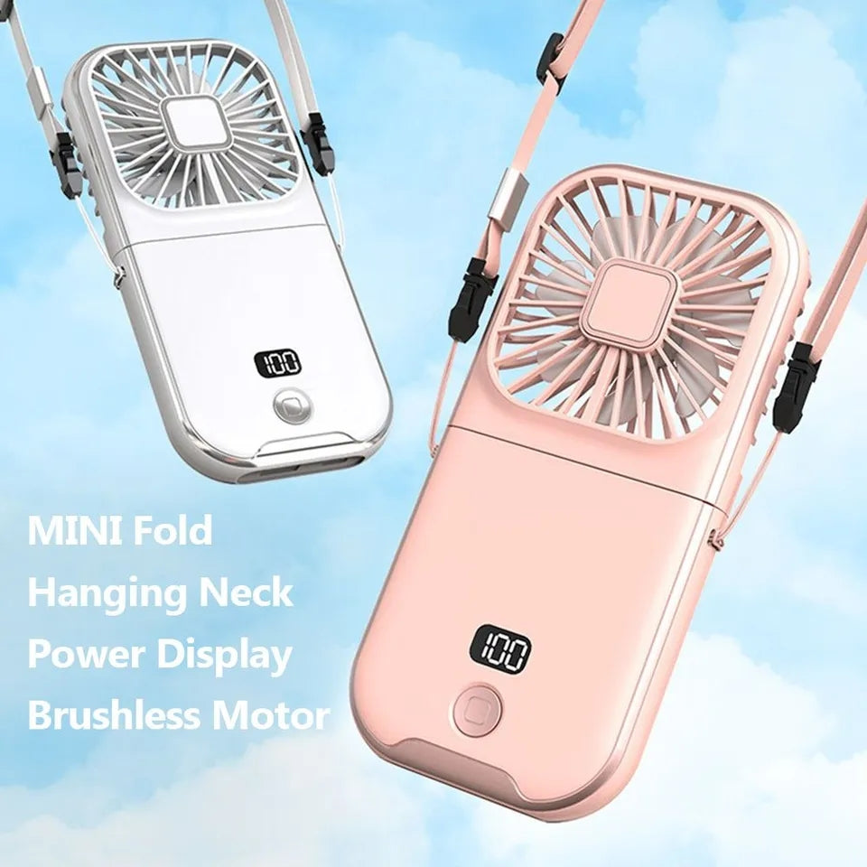 3-in-1 Portable Neck Fan: Fan, Power Bank, Phone Stand