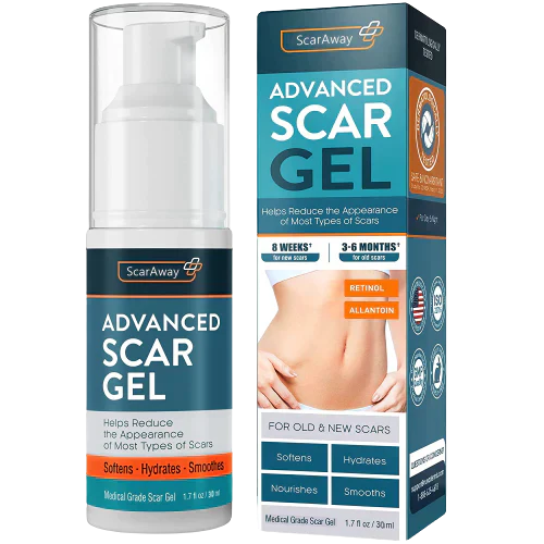 ScarAway®100% Advanced Scar Gel, cicatrices de cesárea, abdominoplastia, cicatrices antiguas, queloides, estrías, cicatrices de quemaduras.