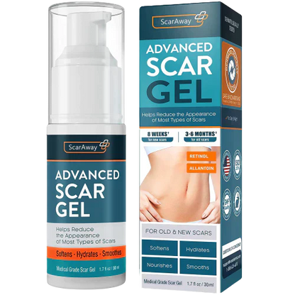 ScarAway®100% Advanced Scar Gel, cicatrices de cesárea, abdominoplastia, cicatrices antiguas, queloides, estrías, cicatrices de quemaduras.