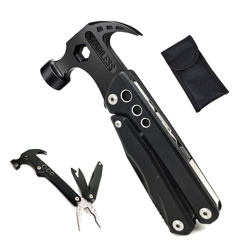 Portable Pocket Claw Hammer Multitool Stainless Steel Knife Plier Tool Nylon Sheath Outdoor Survival Camping Hiking