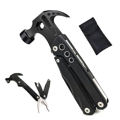 Portable Pocket Claw Hammer Multitool Stainless Steel Knife Plier Tool Nylon Sheath Outdoor Survival Camping Hiking