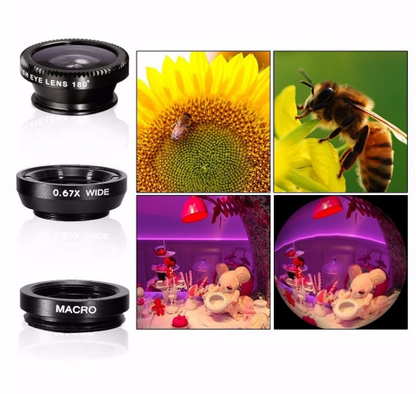 12X Telephoto Mobile Lens Kit: Wide Angle, Macro, Fisheye, Selfie Stick