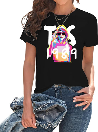 TOOPYNOI Women Summer T-Shirt, Trendy Graphic Short Sleeve Concert Tee 90s Country Music Singer Fans Novelty Tshirt