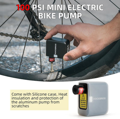 ROCKBROS AS1 Mini Electric Tire Pump 100PSI Portable Fast Charging