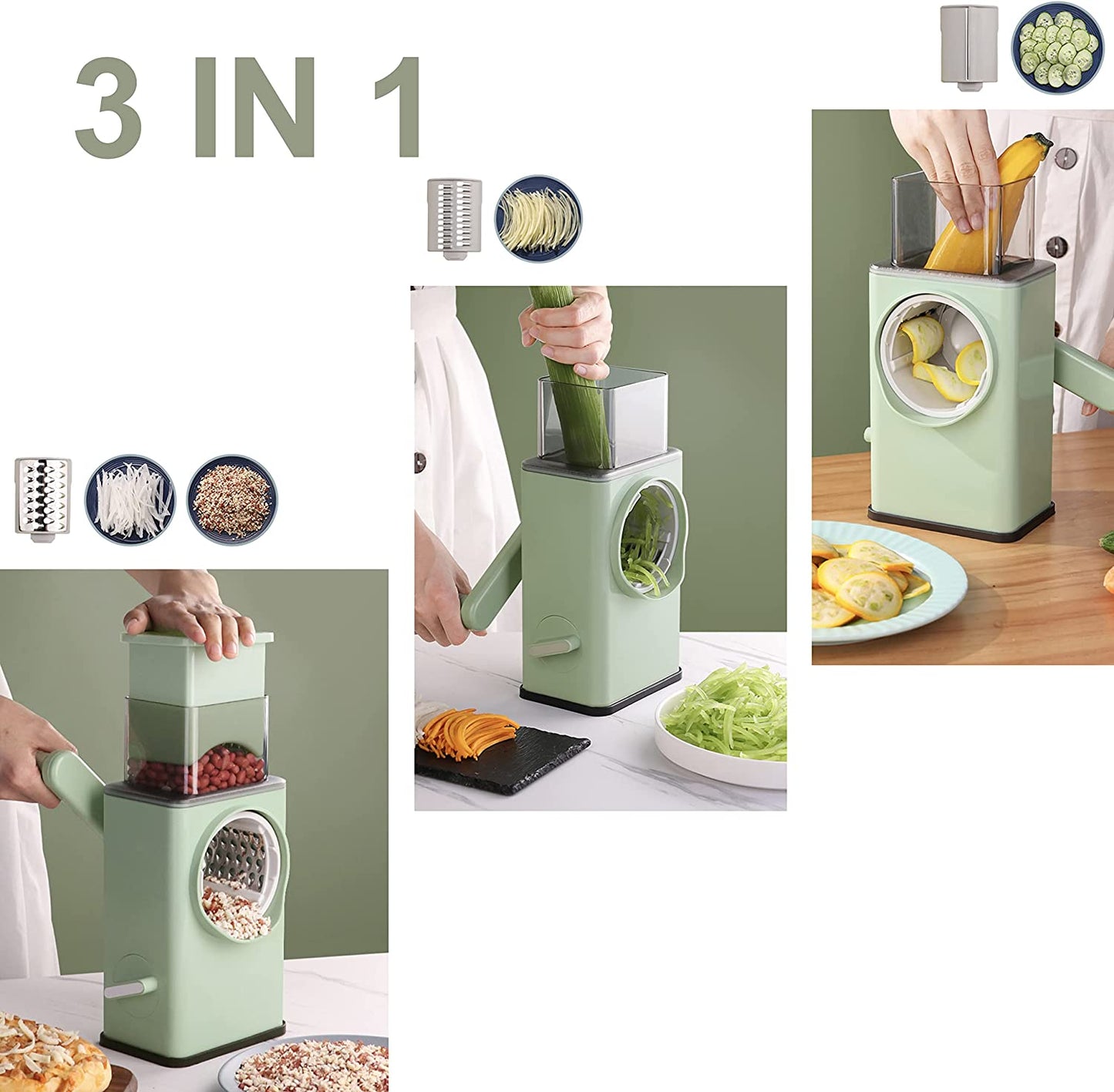 Multifunctional Vegetable Slicer Rotary Vegetable Chopper Salad Maker Hand-cranked Shredder Slicer