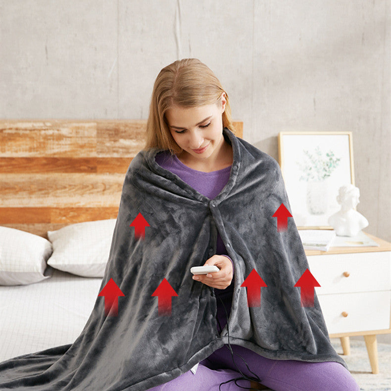 USB Heated Flannel Blanket: Warm Shawl & Body Warmer