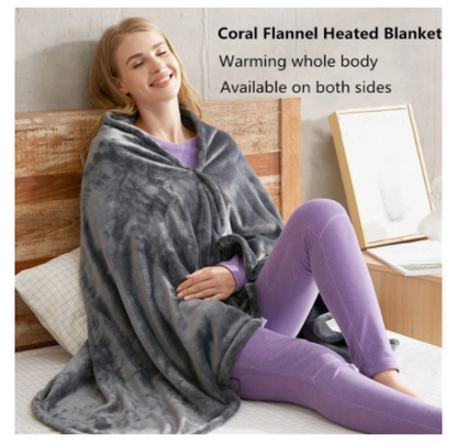 USB Heated Flannel Blanket: Warm Shawl & Body Warmer