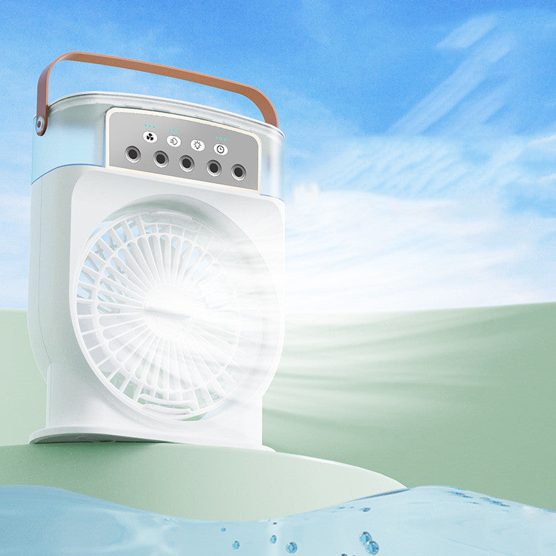 Portable USB Air Conditioner Fan with 7-Color Light and Mist Sprays