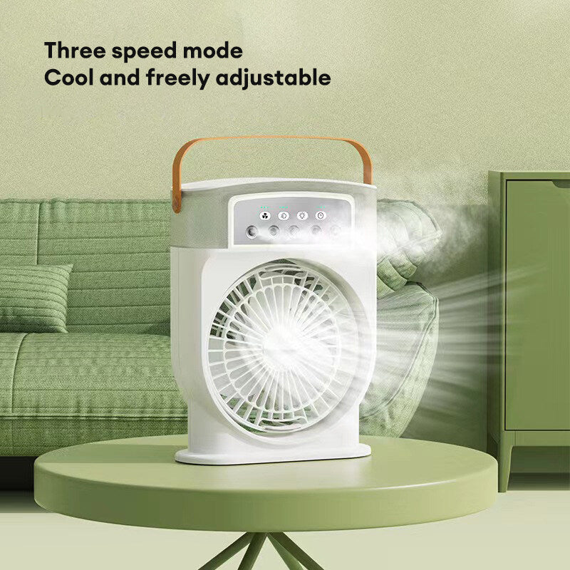 Portable USB Air Conditioner Fan with 7-Color Light and Mist Sprays