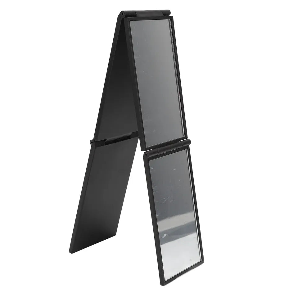 360° Foldable 4-Panel Makeup Mirror for Hair Styling & Grooming