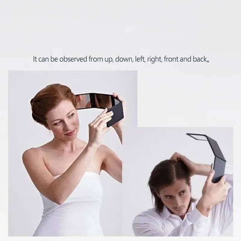 360° Foldable 4-Panel Makeup Mirror for Hair Styling & Grooming