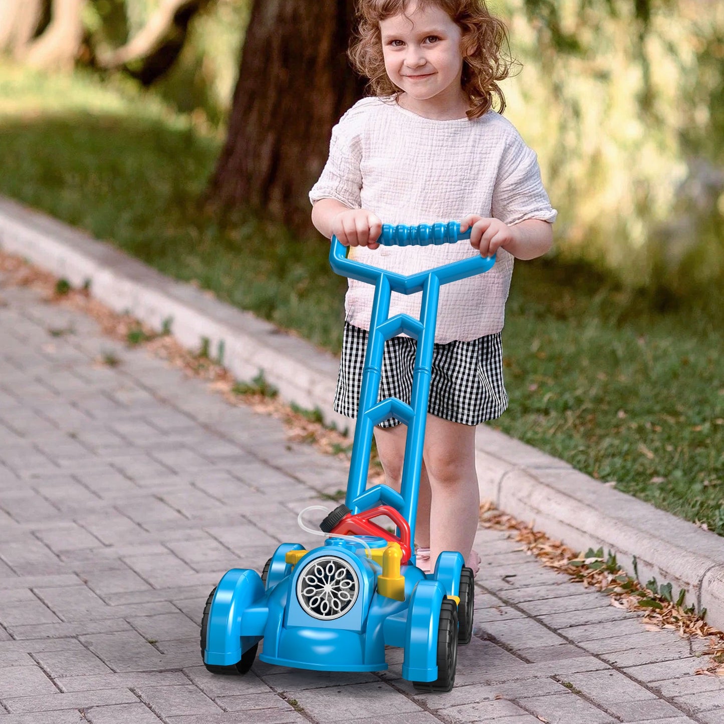 Children's Tank Hand-Pushed Bubble Cart Toy - Electric Rotating Bubble Blower for Outdoor Fun