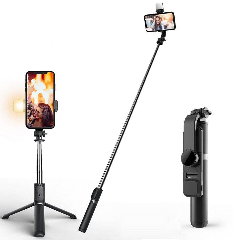 Wireless Bluetooth-compatible Selfie Stick Foldable Mini Tripod