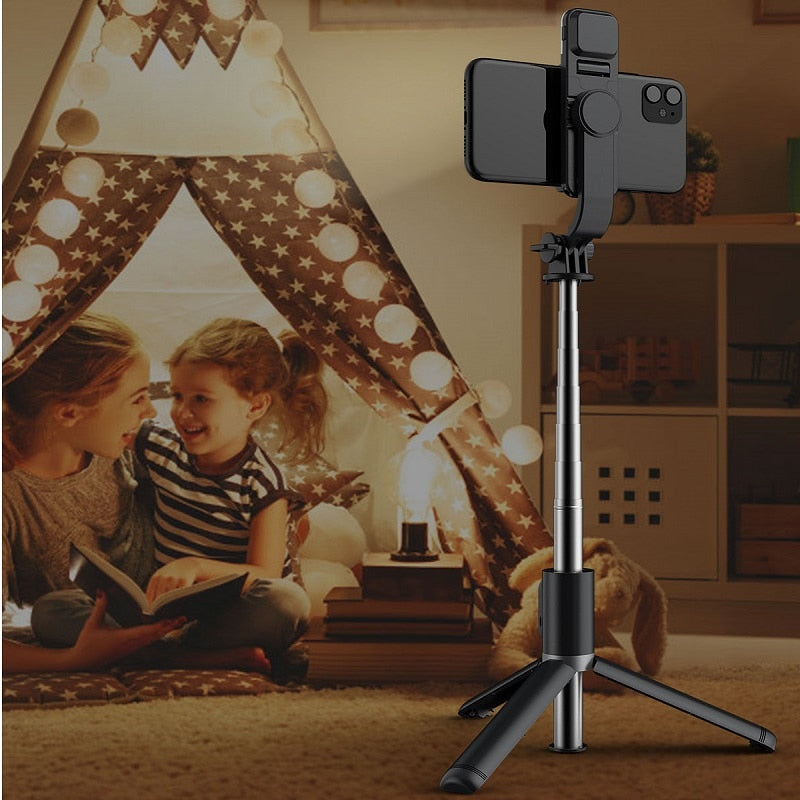 Wireless Bluetooth-compatible Selfie Stick Foldable Mini Tripod