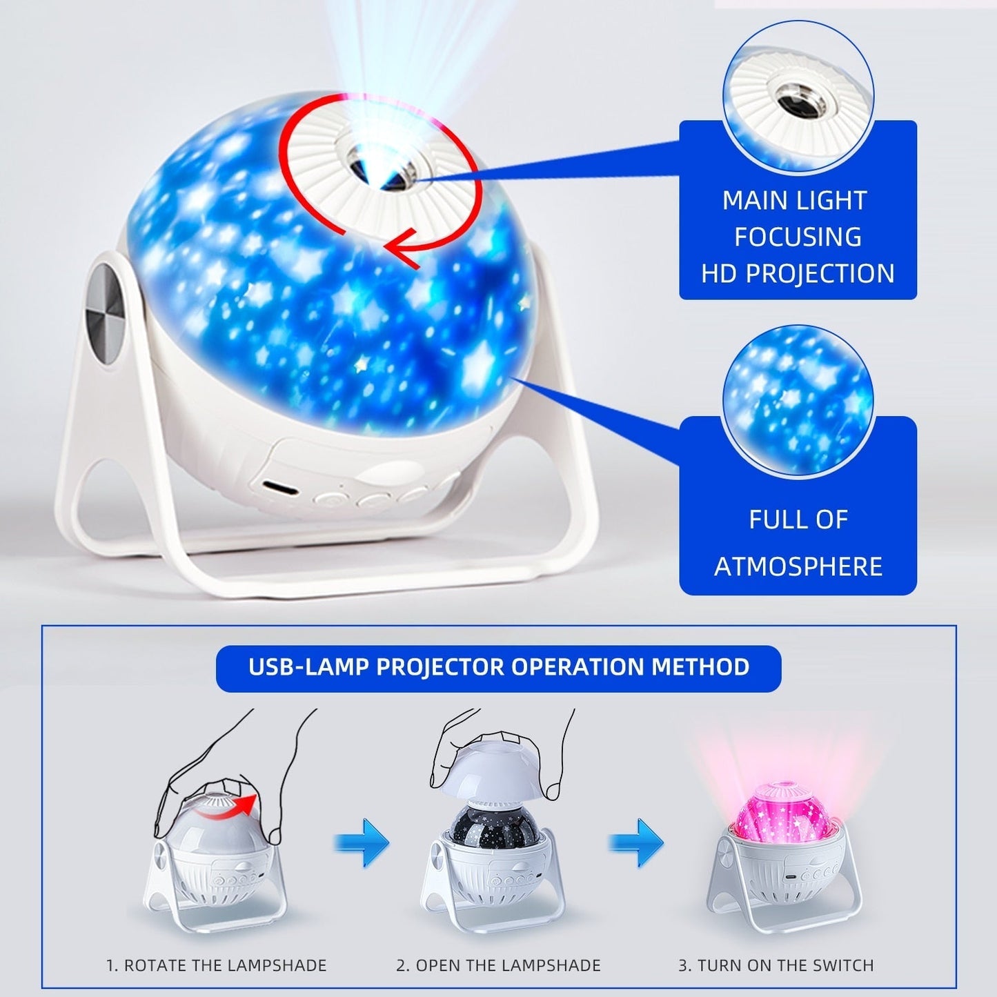 LED Star Projector Night Light: Rotating Galaxy and Planetarium Lamp