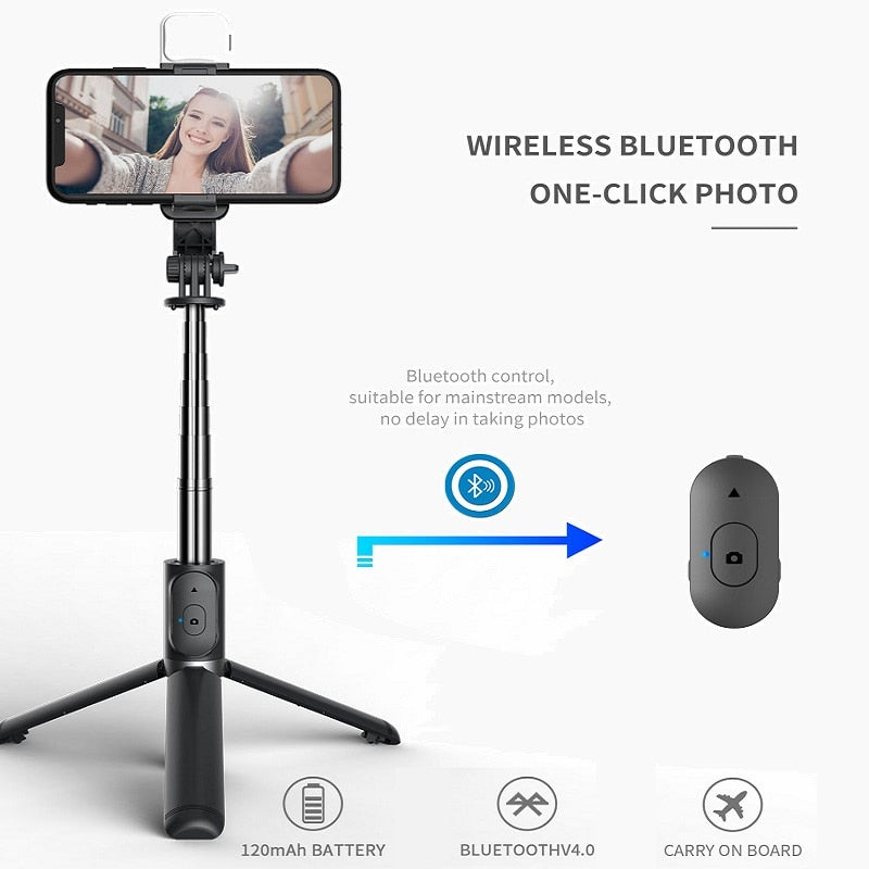 Wireless Bluetooth-compatible Selfie Stick Foldable Mini Tripod