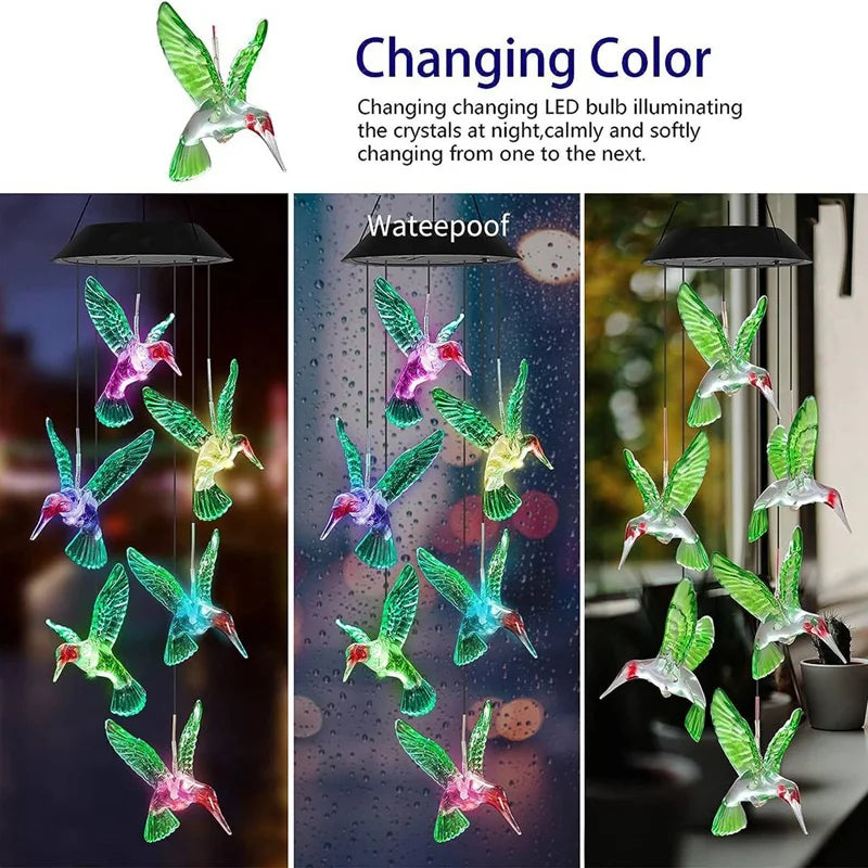 Color-Changing LED Solar Hanging Birds