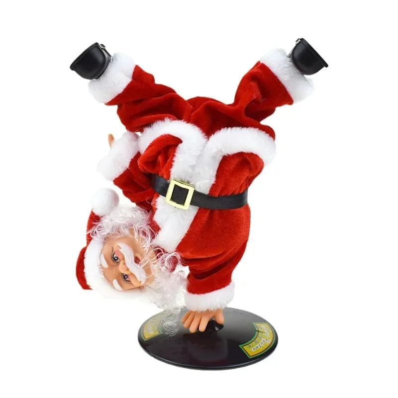 Figura navideña dinámica de Papá Noel bailando breakdance