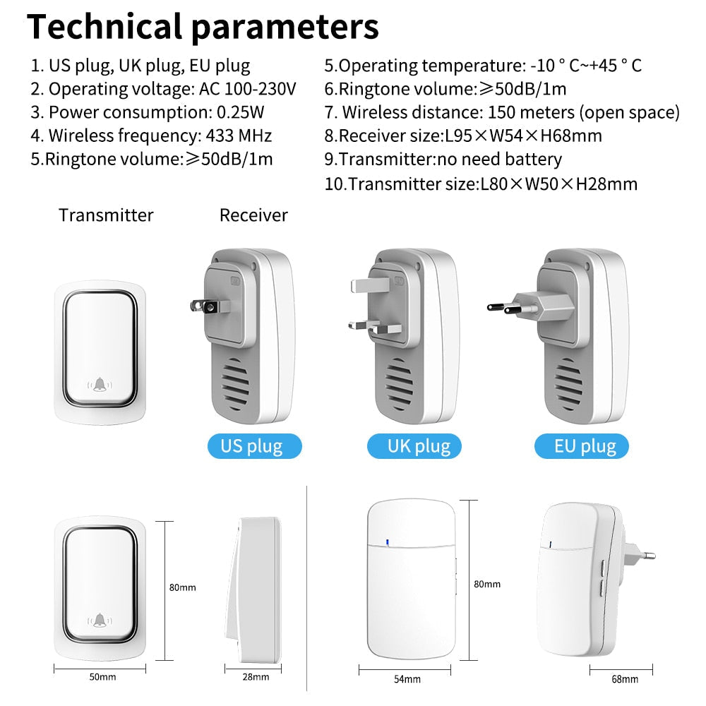 Wireless Doorbell - Nova Gadget Store Black / US