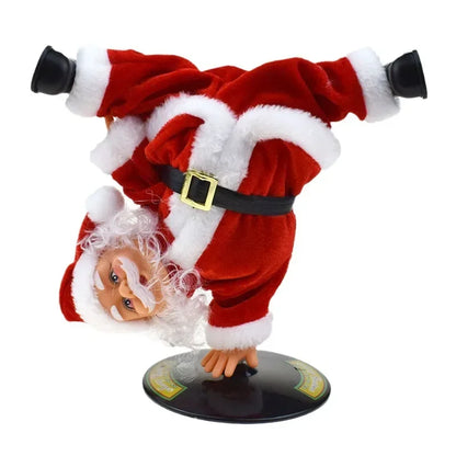 Figura navideña dinámica de Papá Noel bailando breakdance