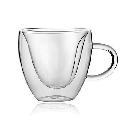 Heart-Shaped Double Wall Glass Mug Set for Coffee, Tea