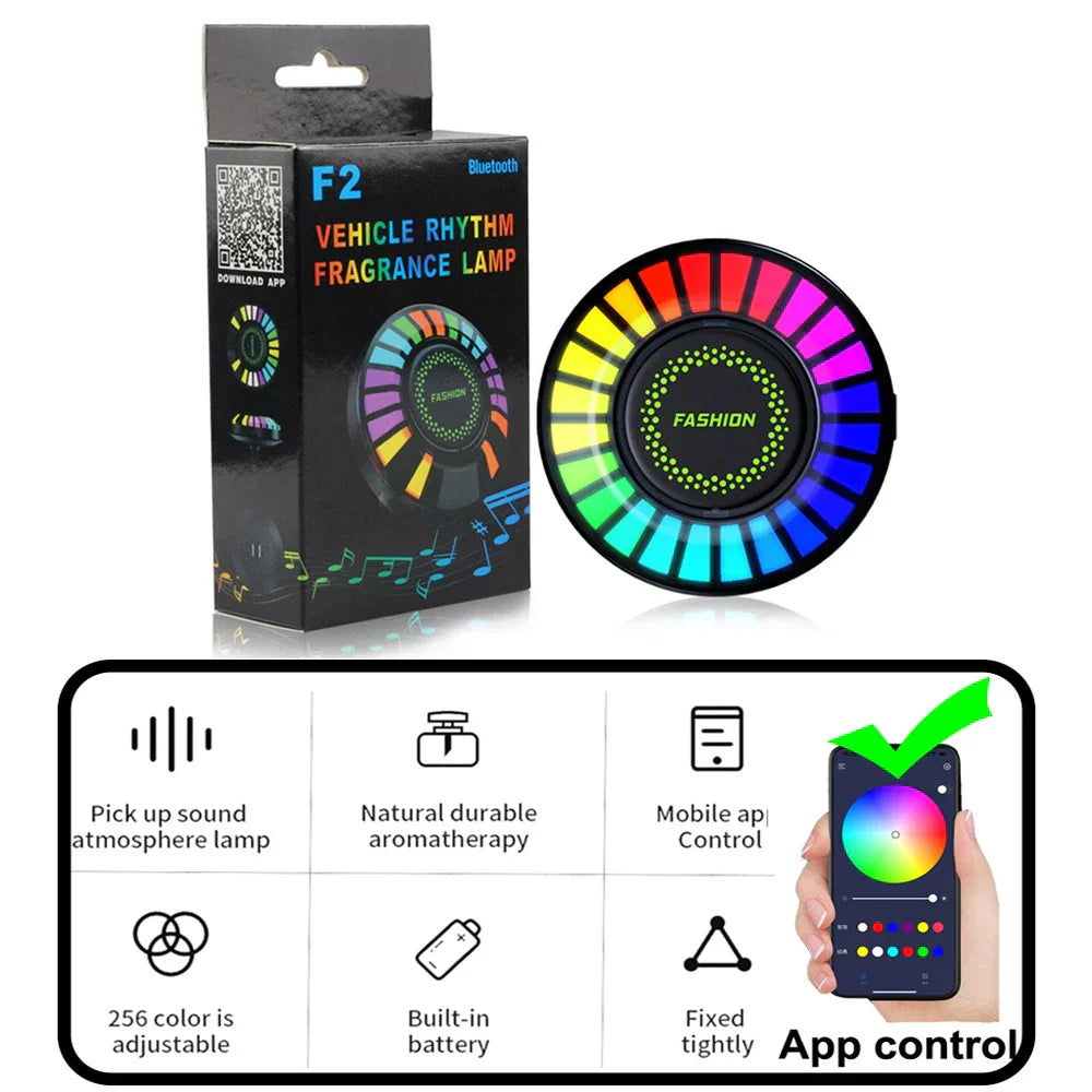 Music LED Car Rhythm RGB Ambient Light USB Interior light Vehicle Fragrance Lamp Strip Air Freshener