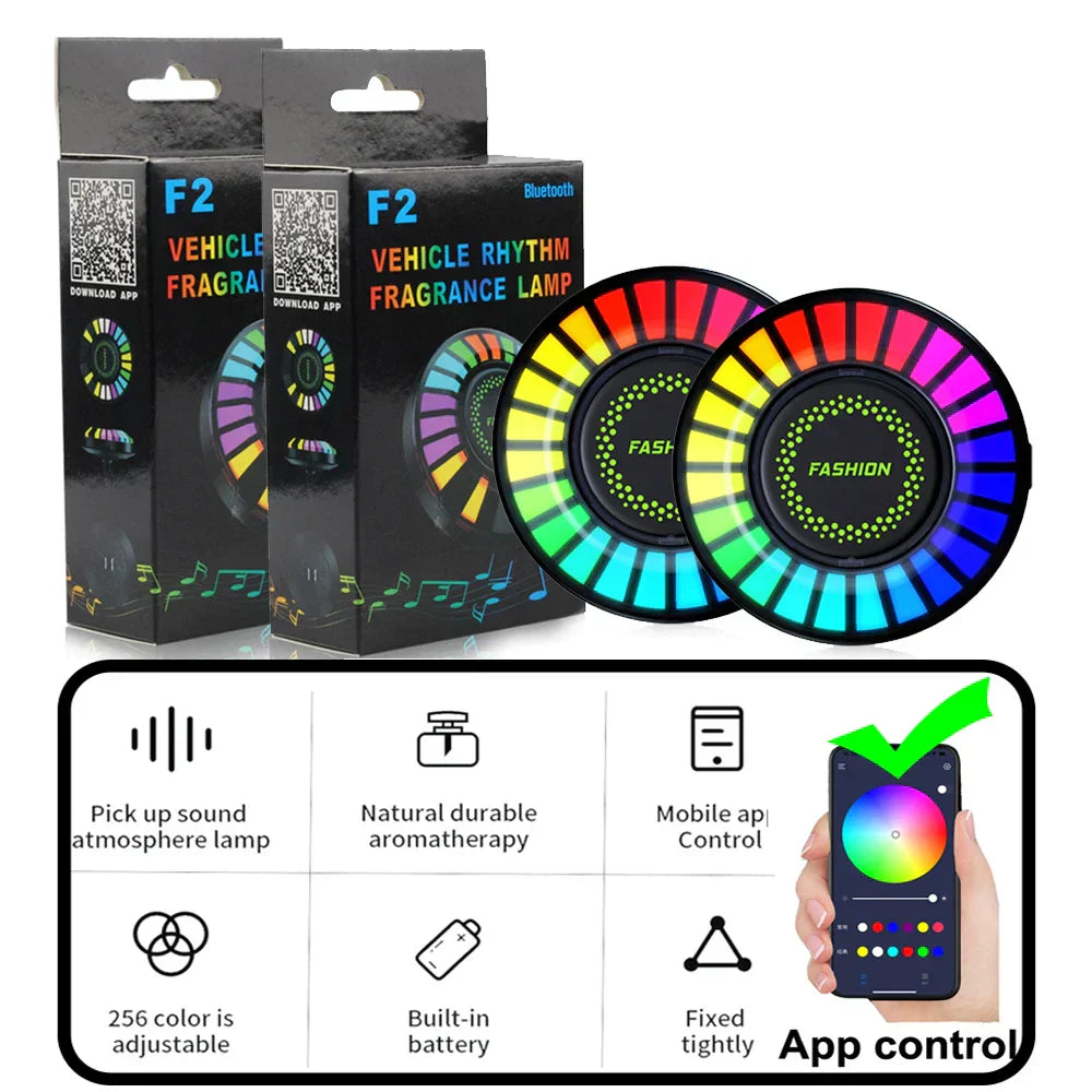 Music LED Car Rhythm RGB Ambient Light USB Interior light Vehicle Fragrance Lamp Strip Air Freshener