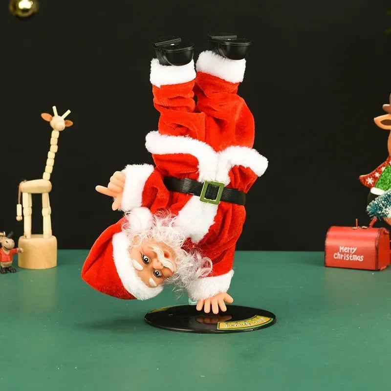 Figura navideña dinámica de Papá Noel bailando breakdance