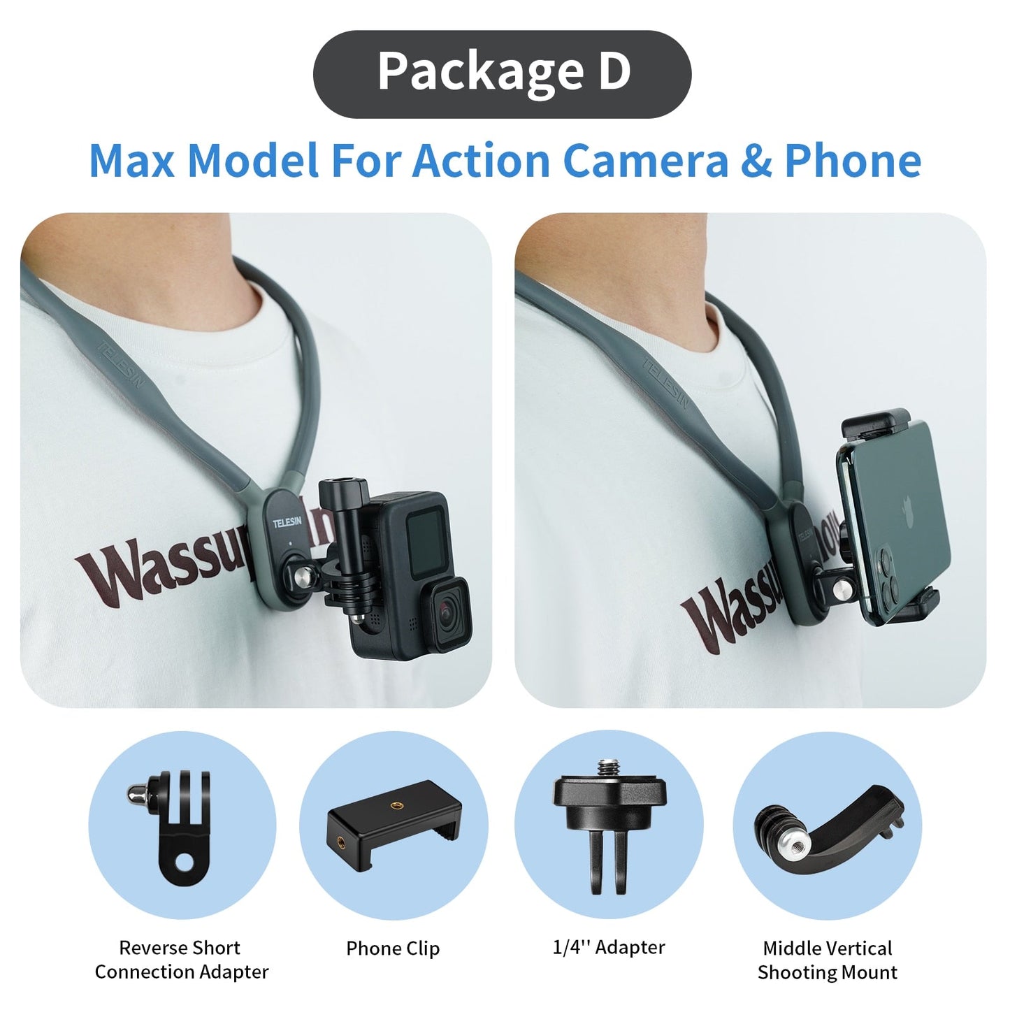 Neck Hold Mount for GoPro, Smartphones