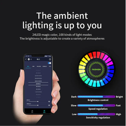 Music LED Car Rhythm RGB Ambient Light USB Interior light Vehicle Fragrance Lamp Strip Air Freshener