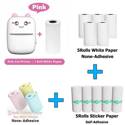 Portable Thermal Printer MINI Photo Pocket Thermal Label Printer Ink-Free 58mm Printing Wireless Bluetooth Android IOS