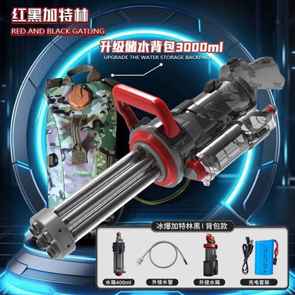 Ice Blast Rotating Gatling Water Gun - Electric Continuous Firing High-Pressure Powerful Toy for 14+