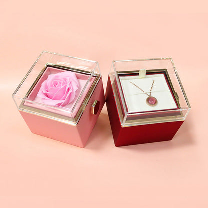 Caja de regalo con forma de rosa y jabón giratorio, caja de embalaje creativa para joyas con forma de rosa, regalo de San Valentín para mujer