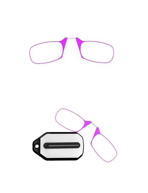 Folding Women's Men's Rimless Nose Clip Reading Glasses Mini Eyewear