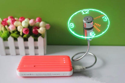 Mini USB LED Fan Adjustable Flexible Fan LED Light Time Clock