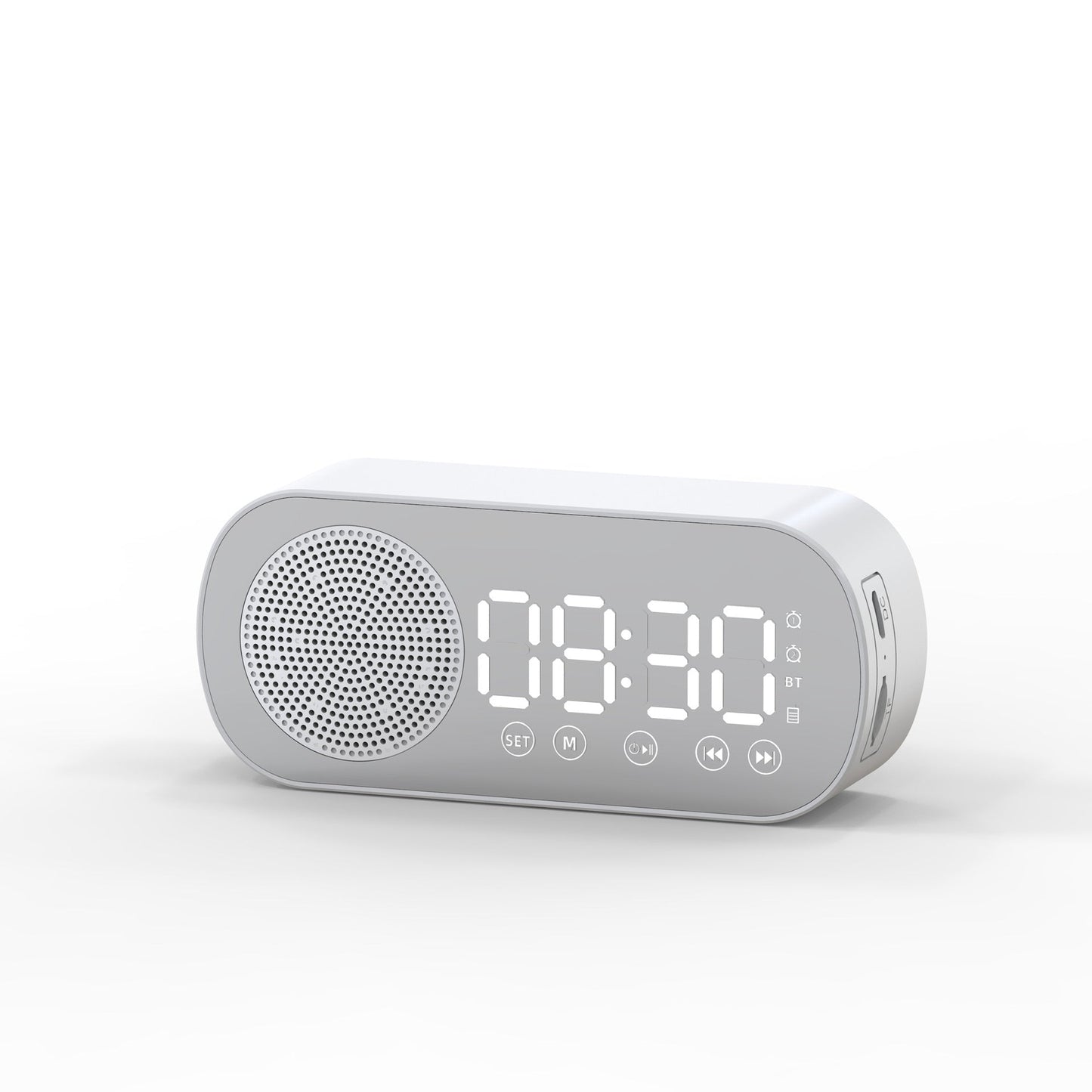 BT Music Alarm Clocks Mirror FM Radio LED Digital Clock 2 Alarm