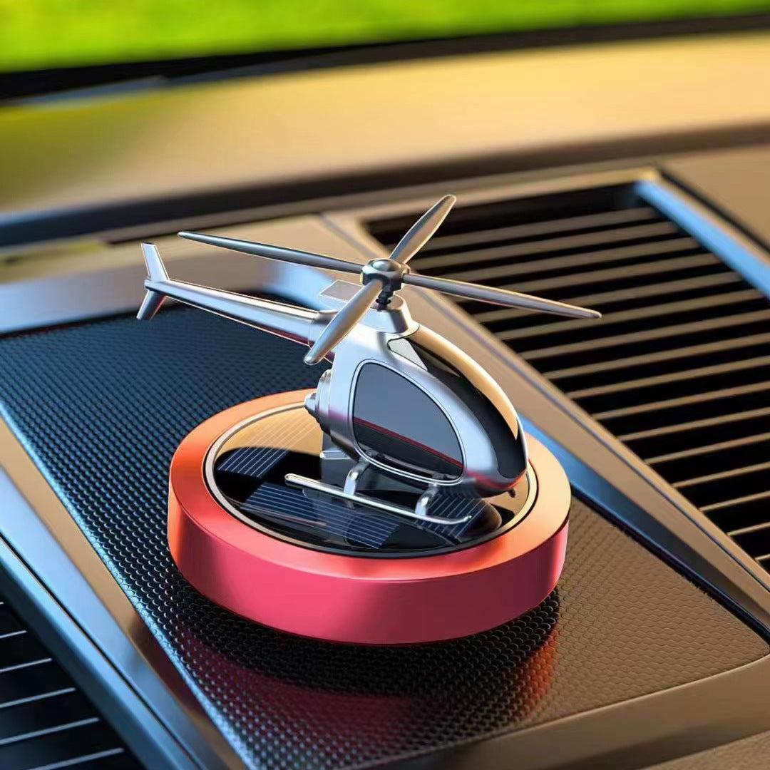 Solar Powered Car Helicopter Air Freshener Rotating Cool Perfume Ornaments